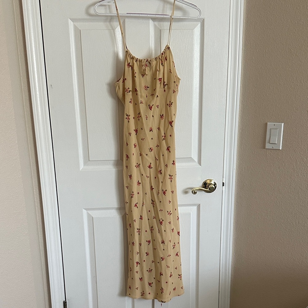 Rouje Brand New Daria dress, yellow color and roses paille Midi Dress size 38